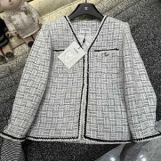 샤넬 믹스드 체크 코튼 울 트위드 자켓