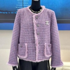 샤넬 믹스드 체크 코튼 울 트위드 패딩 자켓