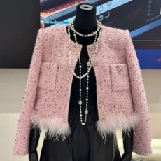 샤넬 믹스드 코튼 울 트위드 퍼 자켓