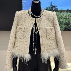 샤넬 믹스드 코튼 울 트위드 퍼 자켓