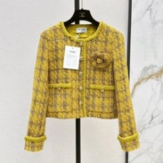 샤넬 믹스드 체크 코튼 울 트위드 자켓