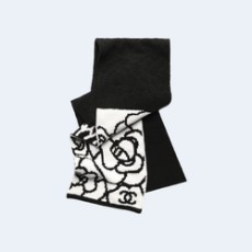 샤넬 캐시미어 울 블랙 화이트 스카프