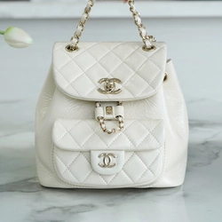 샤넬 22A 듀마 포켓 백 스몰 화이트 카프스킨
