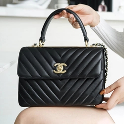 샤넬 탑핸들 트렌디 CC 블랙 스몰 램스킨