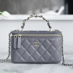 샤넬 체인 코스메틱 베니티백 그레이 은장