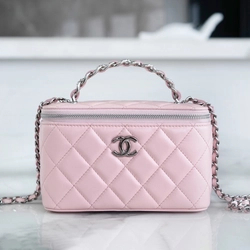 샤넬 탑핸들 스몰 베니티백 핑크 은장