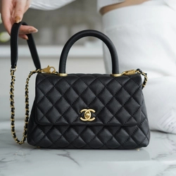 샤넬 코코핸들 블랙 금장 스몰 캐비어