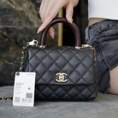 샤넬 코코핸들 블랙 리자드 미니 캐비어