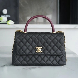 샤넬 코코핸들 블랙 리자드 미디엄 캐비어