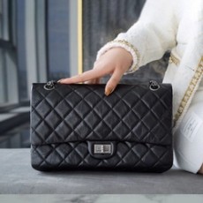 샤넬 2.55 빈티지 플랩백 블랙 은장 라지