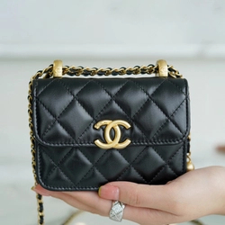 샤넬 더블 골드볼 미니 WOC 블랙
