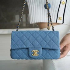 샤넬 뉴미니 클래식 플랩백 골드볼 데님