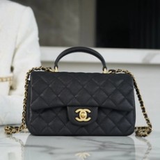 샤넬 클래식 뉴미니 탑핸들 플랩백 블랙 캐비어