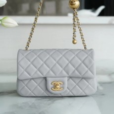 샤넬 클래식 골드볼 플랩백 미니 그레이