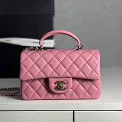 샤넬 핸들 CF 플랩백 램스킨 금장