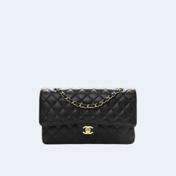 샤넬 클래식 미디움 캐비어 블랙 골드