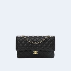 샤넬 클래식 미디움 캐비어 블랙 골드