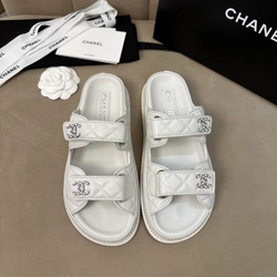 샤넬 벨크로 뮬 슬리퍼 화이트