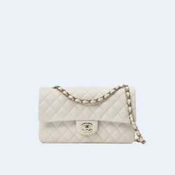 샤넬 클래식 미디움 캐비어 화이트 골드