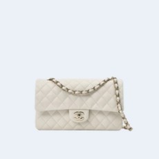 샤넬 클래식 미디움 캐비어 화이트 골드