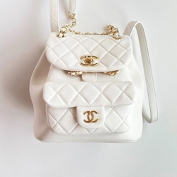 샤넬 원 포켓 듀마 백팩 스몰 램스킨 화이트