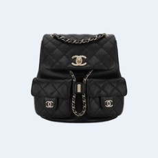 샤넬 23P 투 포켓 듀마 백팩 미디움 캐비어 블랙