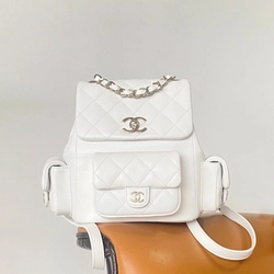 샤넬 듀마 백팩 3포켓 라지 캐비어 화이트