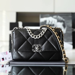 샤넬 19백 미디움 램스킨 블랙 실버