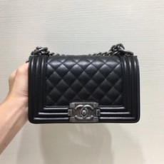 샤넬 보이백 스몰 캐비어 블랙 빈티지 실버