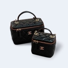 샤넬 탑핸들 램스킨 블랙 골드 베니티백 (2size)