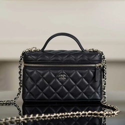 샤넬 탑핸들 캐비어 블랙 샴페인 골드 베니티백