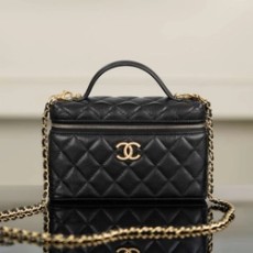 샤넬 탑핸들 캐비어 블랙 빈티지 골드 베니티백