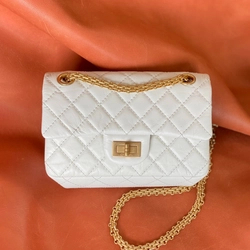 샤넬 2.55 빈티지 미니 플랩백 화이트 골드