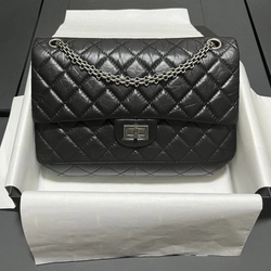 샤넬 2.55 빈티지 라지 플랩백 블랙 실버