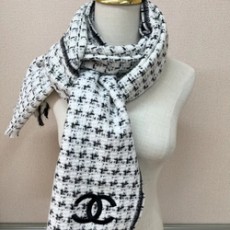 샤넬 cc 로고 머플러 울 100%