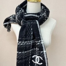 샤넬 cc 로고 머플러 울 100%