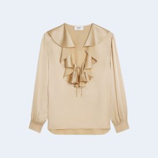 셀린느 샴페인 자보 칼라 세틴 블라우스