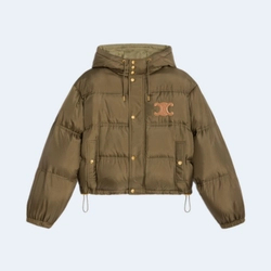 셀린느 라이트웨이트 나일론 크롭 트리옹프 다운 재킷