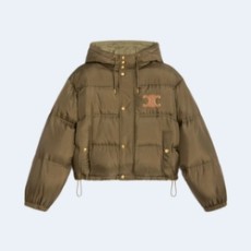 셀린느 라이트웨이트 나일론 크롭 트리옹프 다운 재킷