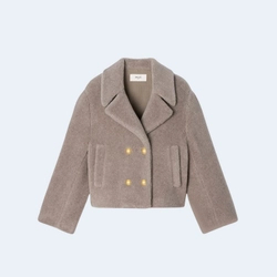 셀린느 퍼 이펙트 실크 울 크롭 피코트