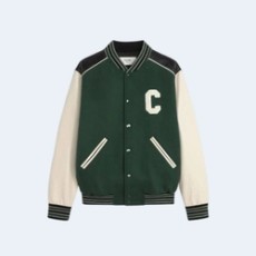 셀린느 C로고 울 바시티 자켓 그린