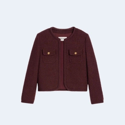 셀린느 버건디 우븐 트위드 자켓