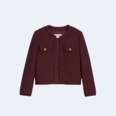 셀린느 버건디 우븐 트위드 자켓