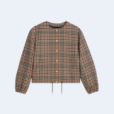 셀린느 퓨어 칼라 체크 울 자켓