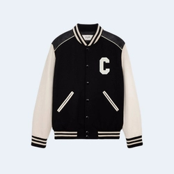 셀린느 C로고 울 바시티 자켓 블랙