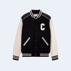 셀린느 C로고 울 바시티 자켓 블랙