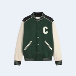 셀린느 C로고 울 바시티 자켓 그린