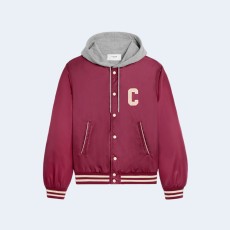 셀린느 오버사이즈 후드 테디 자켓 버건디