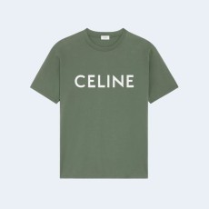 셀린느 코튼 저지 루즈 티셔츠 카키