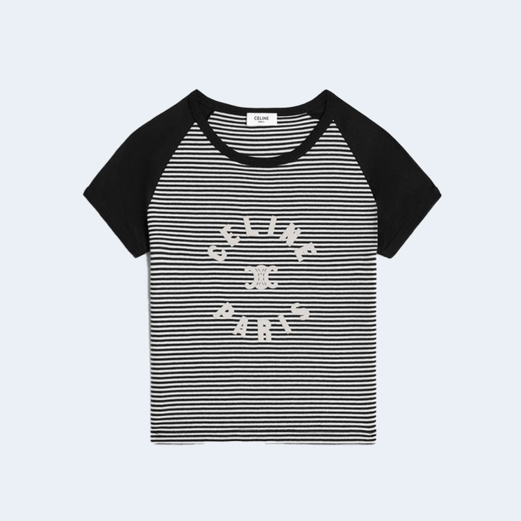 셀린느 스트라이프 트리옹프 티셔츠 코튼 저지